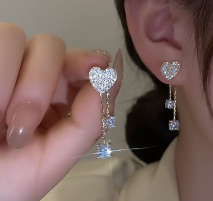 Silver Bowknot Star Tassel Earrings