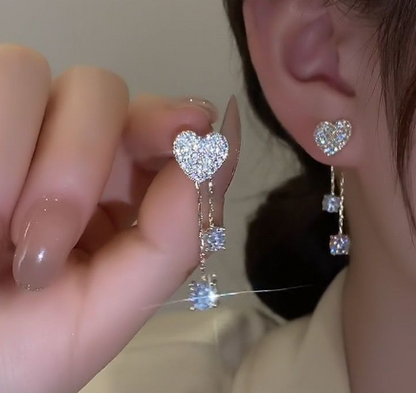 Silver Bowknot Star Tassel Earrings